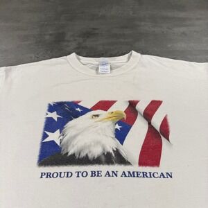 M&O Knits Gold Proud To Be An American Flag Eagle Graphic Print‎ T-Shirt